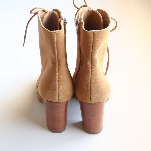 Marc Fisher Suede Leather Block Heel Lace-up Ankle Boots / Booties Size 7.5 - Picture 6 of 16